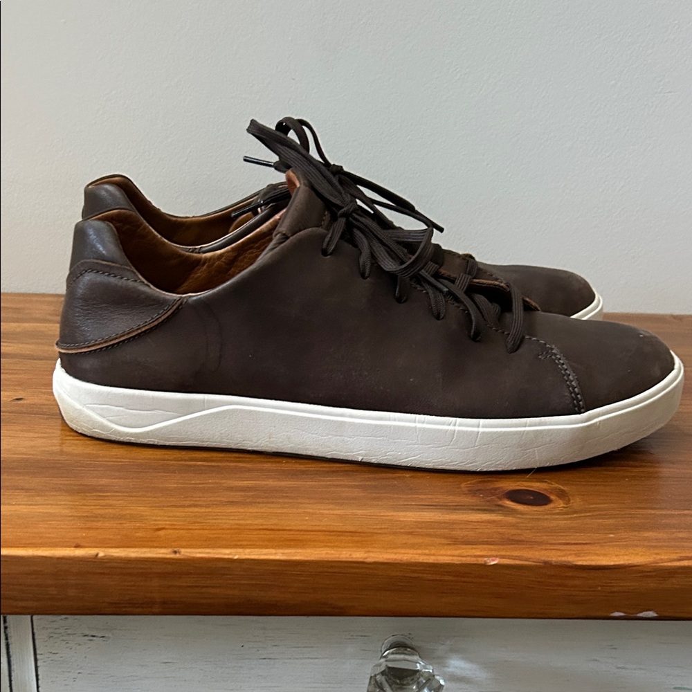Olukai Lae’ahi Li ‘Ili brown leather shoes Sz 12 GUC